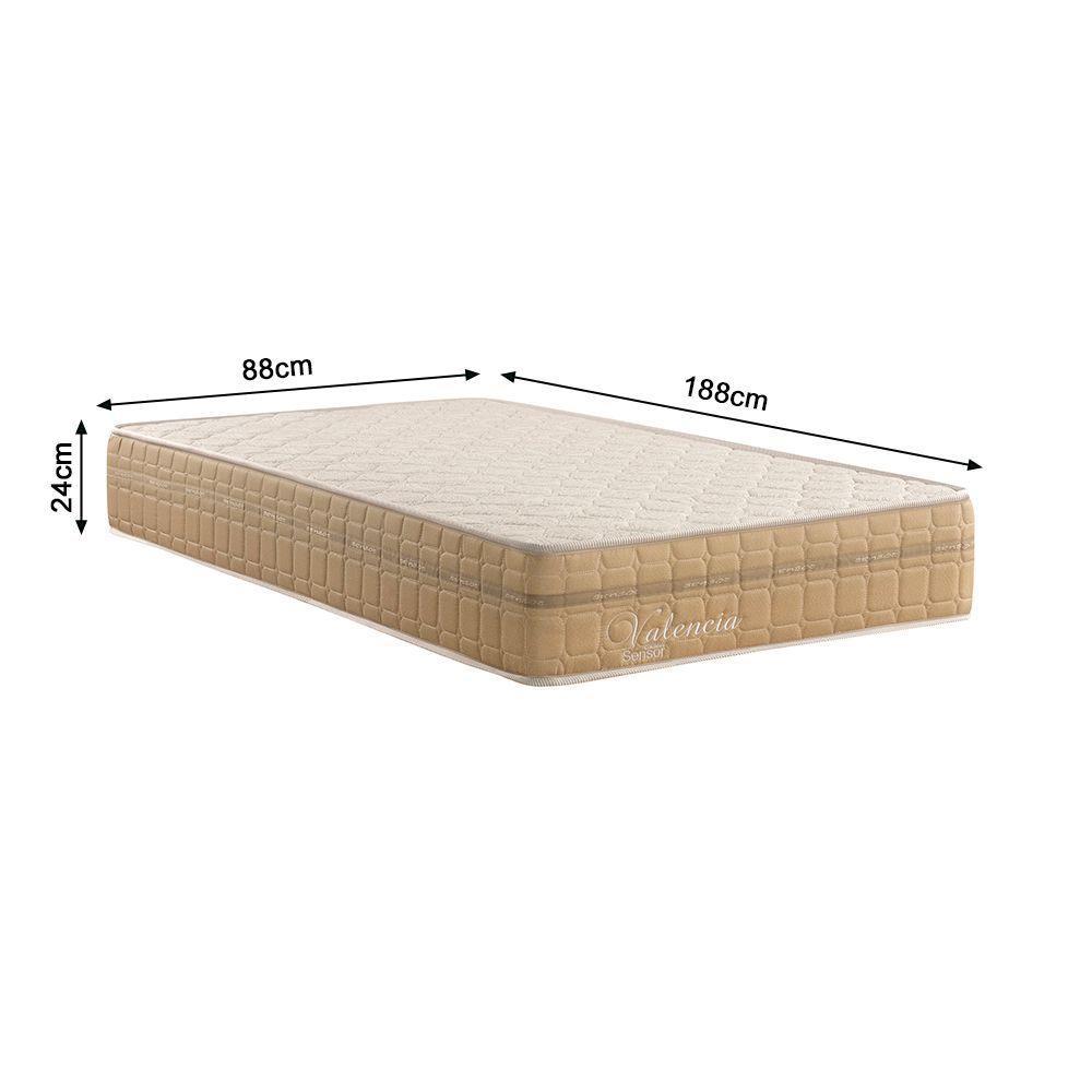 Kit Conjunto Colchão Solteiro Valência Molas Ensacadas Individualmente + Box Blindado 88x61x188 - Bege - 5