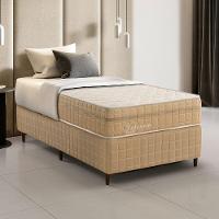 Kit Conjunto Colchão Solteiro Valência Molas Ensacadas Individualmente + Box Blindado 88x61x188 - Bege - 1