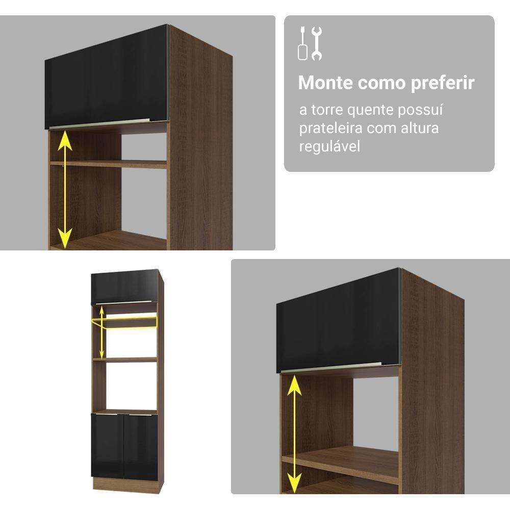 Armário De Cozinha Completa 566cm Rustic/preto Lux Madesa 01 Rustic/preto - 2