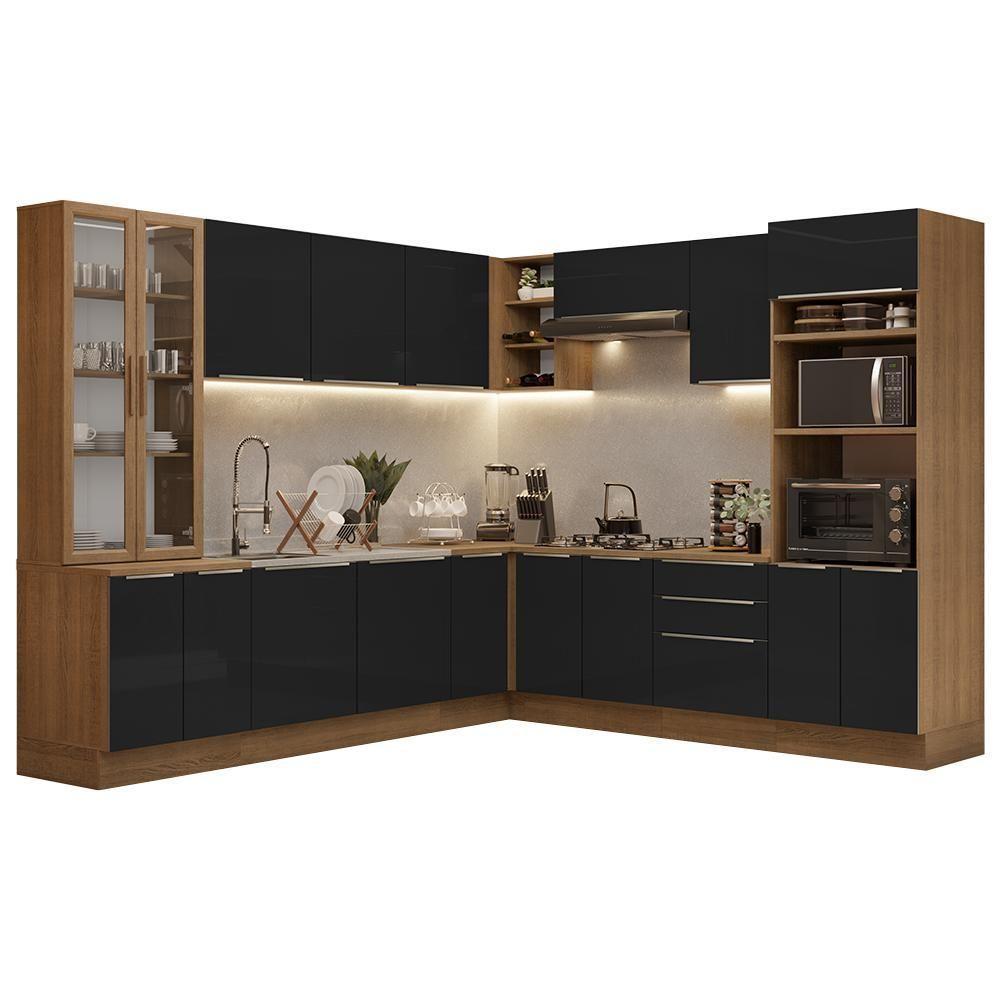 Armário De Cozinha Completa 566cm Rustic/preto Lux Madesa 01 Rustic/preto - 4