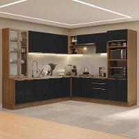 Armário De Cozinha Completa 566cm Rustic/preto Lux Madesa 01 Rustic/preto - 1