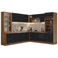 Armário De Cozinha Completa 566cm Rustic/preto Lux Madesa 01 Rustic/preto