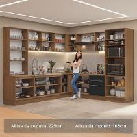 Armário De Cozinha Completa 566cm Rustic/preto Lux Madesa 01 Rustic/preto - 7