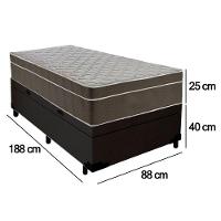 Cama Box Baú Suede Solteiro + Colchão Sereneprime Molas Ensacadas 88x188x69 Cor:preto - 5