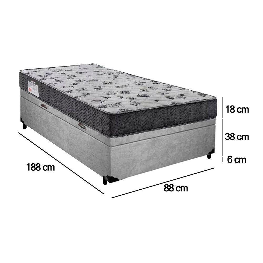 Cama Box Baú Solteiro Suede + Colchão De Espuma D33 - Sereneprime - 88cm Cinza - 5
