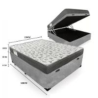 Cama Box Baú Casal Suede + Colchão De Espuma D33 - Sereneprime - 138cm Cor:cinza - 8