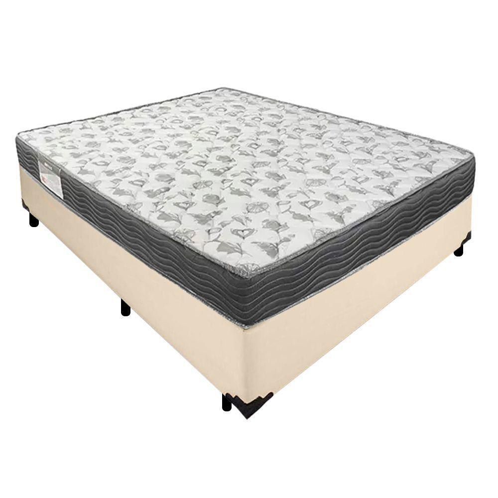 Cama Box Casal Sintético + Colchão De Espuma D33 - Sereneprime - 138cm Cor:bege - 1