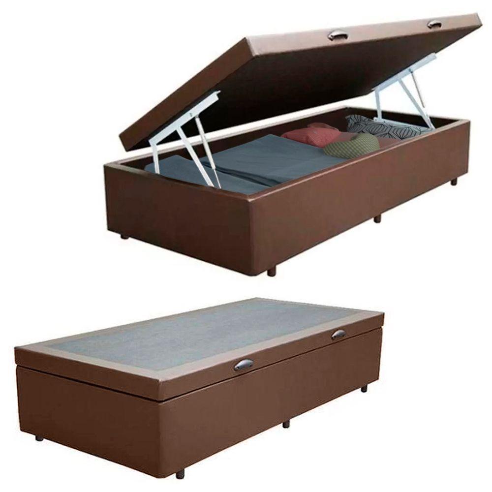 Cama Box Baú Solteiro Sintético + Colchão De Espuma D33 - Sereneprime - 88cm Marrom - 4
