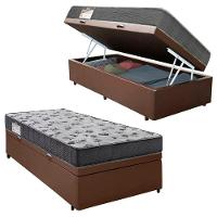 Cama Box Baú Solteiro Sintético + Colchão De Espuma D33 - Sereneprime - 88cm Marrom - 1