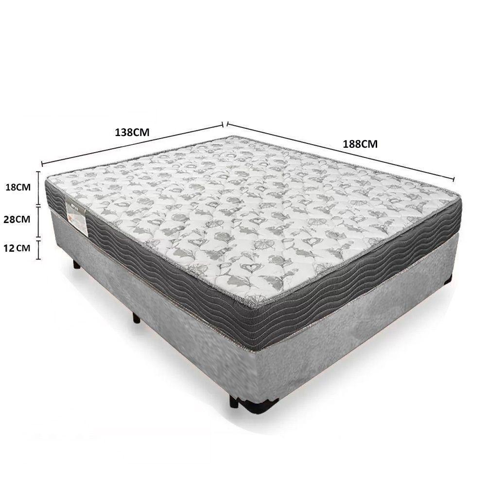 Cama Box Casal Suede + Colchão De Espuma D33 - Sereneprime - 138cm Cor:cinza - 6