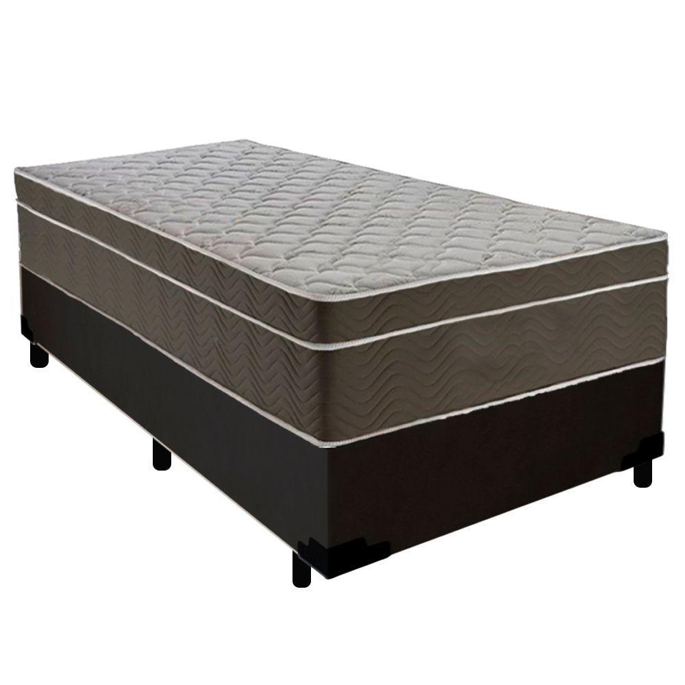 Cama Box Suede Solteiro + Colchão Sereneprime Molas Ensacadas 88x188x65 Cor:preto - 1