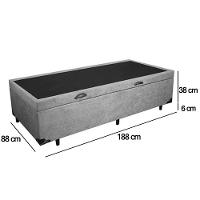 Cama Box Baú Solteiro Suede Sereneprime Cinza 88x188x44 - 5