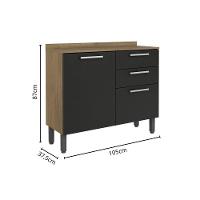 Cozinha Completa 9 Portas e 2 Gavetas Samba Bertolini Grafite/Carvalho - 3