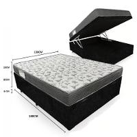 Cama Box Baú Casal Suede + Colchão De Espuma D33 - Sereneprime - 138cm Preto - 6