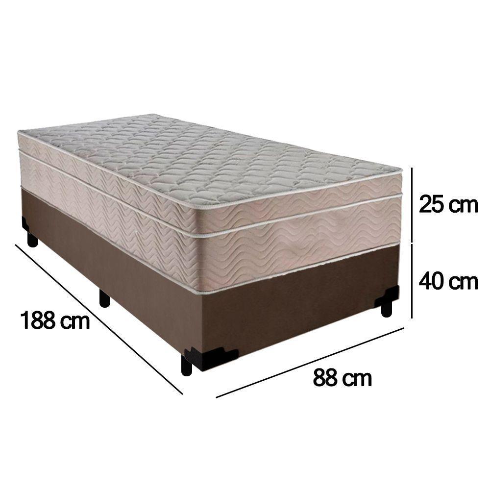 Cama Box Suede Solteiro + Colchão Sereneprime Molas Ensacadas 88x188x65 Cor:marrom - 4