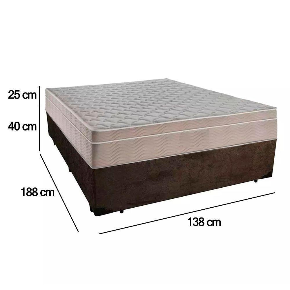 Cama Box Casal Suede + Colchão Sereneprime Molas Ensacadas 138x188x65 Cor:marrom - 5