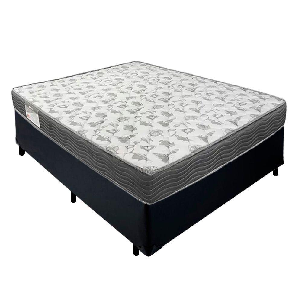 Cama Box Casal Sintético + Colchão De Espuma D33 - Sereneprime - 138cm Cor:preto - 1