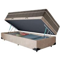 Cama Box Baú Suede Solteiro + Colchão Sereneprime Molas Ensacadas 88x188x69 Bege - 3