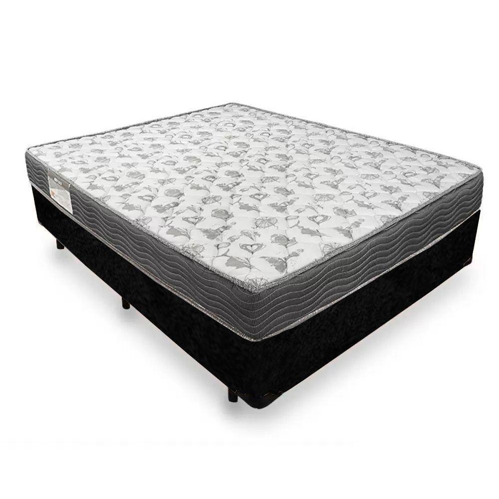 Cama Box Casal Suede + Colchão De Espuma D33 - Sereneprime - 138cm Preto - 1