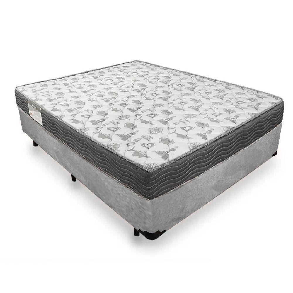 Cama Box Casal Suede + Colchão De Espuma D33 - Sereneprime - 138cm Cor:cinza - 1