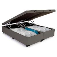 Cama Box Baú Queen Bipartido Sintético Sereneprime Cinza 158x198x44 - 3