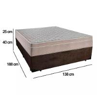 Cama Box Casal Suede + Colchão Sereneprime Molas Ensacadas 138x188x65 Marrom - 5