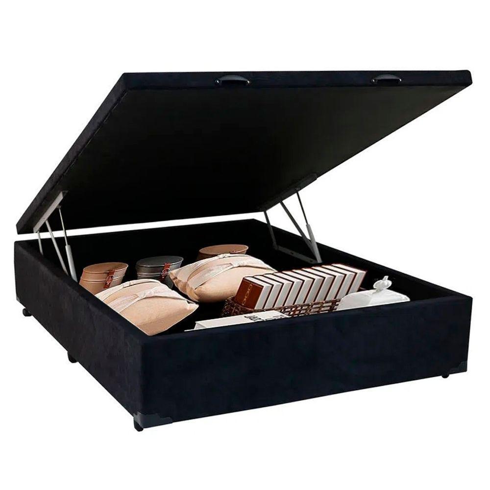 Cama Box Baú Casal Suede Sereneprime Preto 138x188x44 - 3