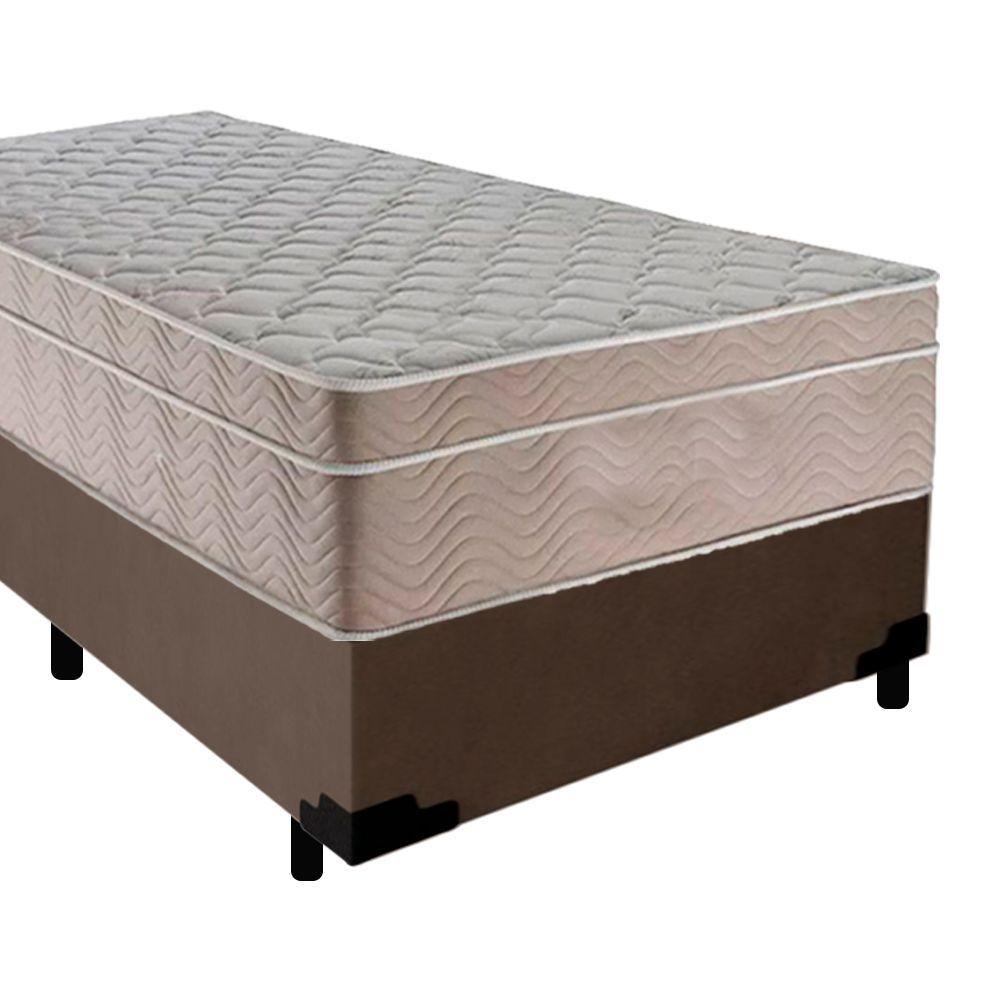 Cama Box Suede Solteiro + Colchão Sereneprime Molas Ensacadas 88x188x65 Cor:marrom - 2