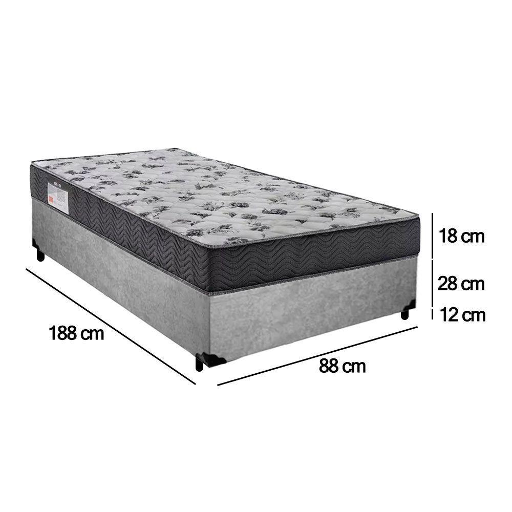 Cama Box Solteiro Suede + Colchão De Espuma D33 - Sereneprime - 88cm Cinza - 7