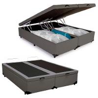 Cama Box Baú Queen Bipartido Sintético Sereneprime Cinza 158x198x44 - 1