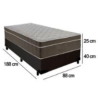 Cama Box Suede Solteiro + Colchão Sereneprime Molas Ensacadas 88x188x65 Preto
