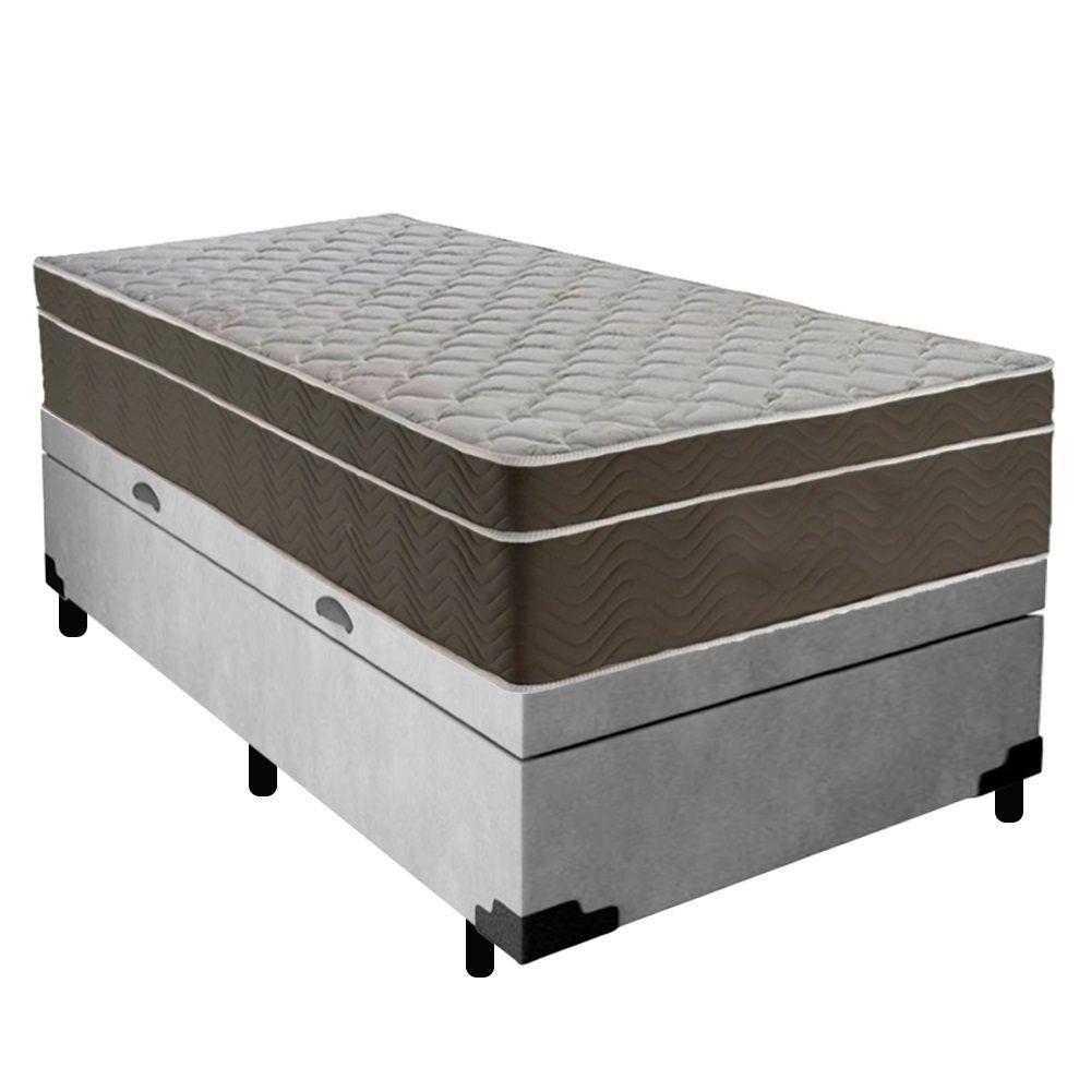Cama Box Baú Suede Solteiro + Colchão Sereneprime Molas Ensacadas 88x188x69 Cinza - 2