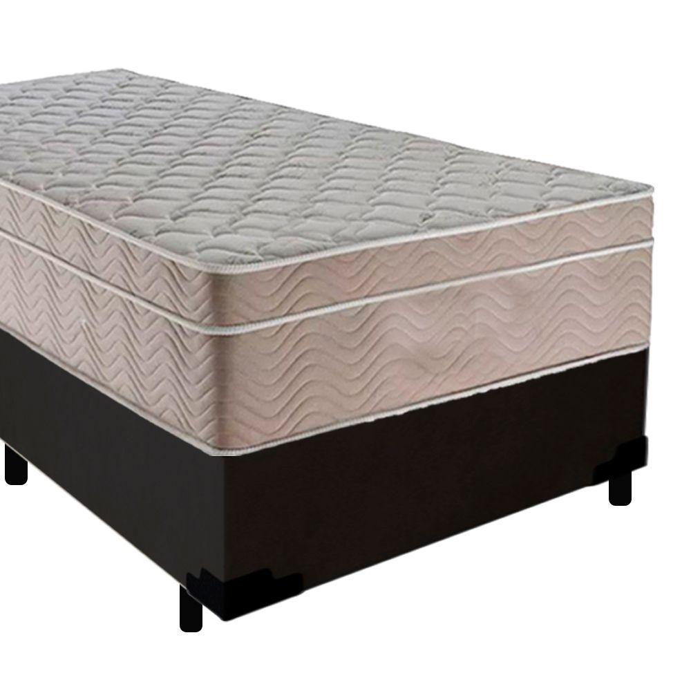 Cama Box Suede Solteiro + Colchão Sereneprime Molas Ensacadas 88x188x65 Cor:preto - 2