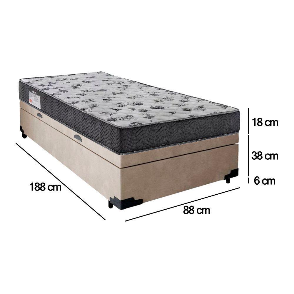 Cama Box Baú Solteiro Suede + Colchão De Espuma D33 - Sereneprime - 88cm Bege - 7