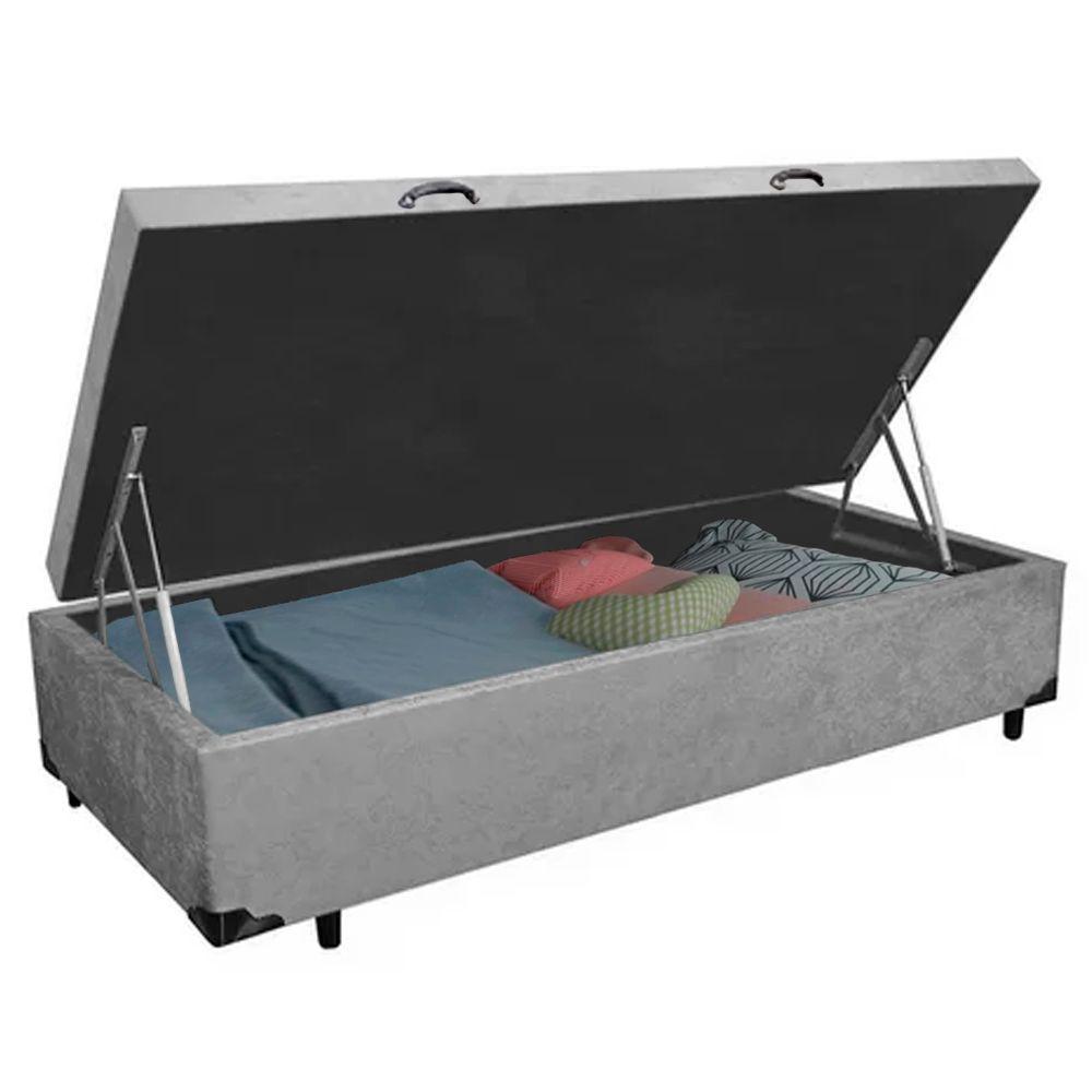 Cama Box Baú Solteiro Suede Sereneprime Cinza 88x188x44 - 3
