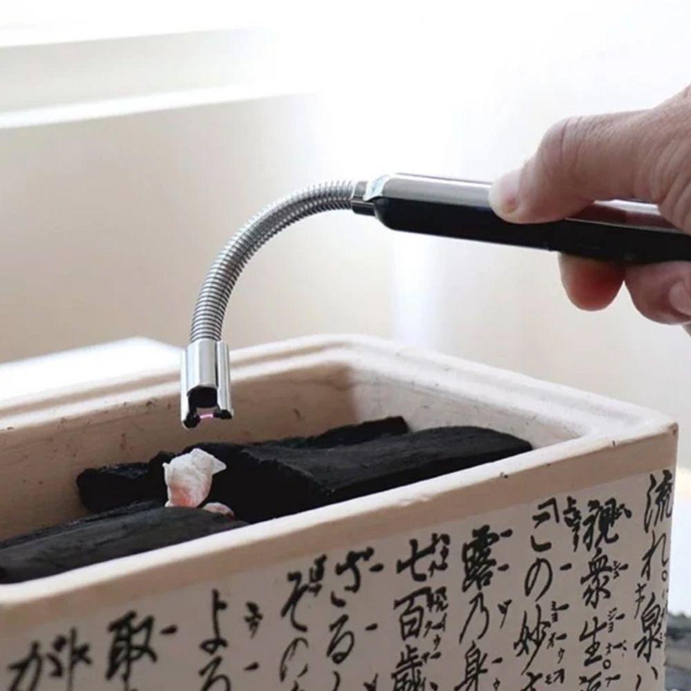 Isqueiro Acendedor Eletrônico Com Usb Recarregável Rotação 360 Graus Em Aço Inoxidável - 2