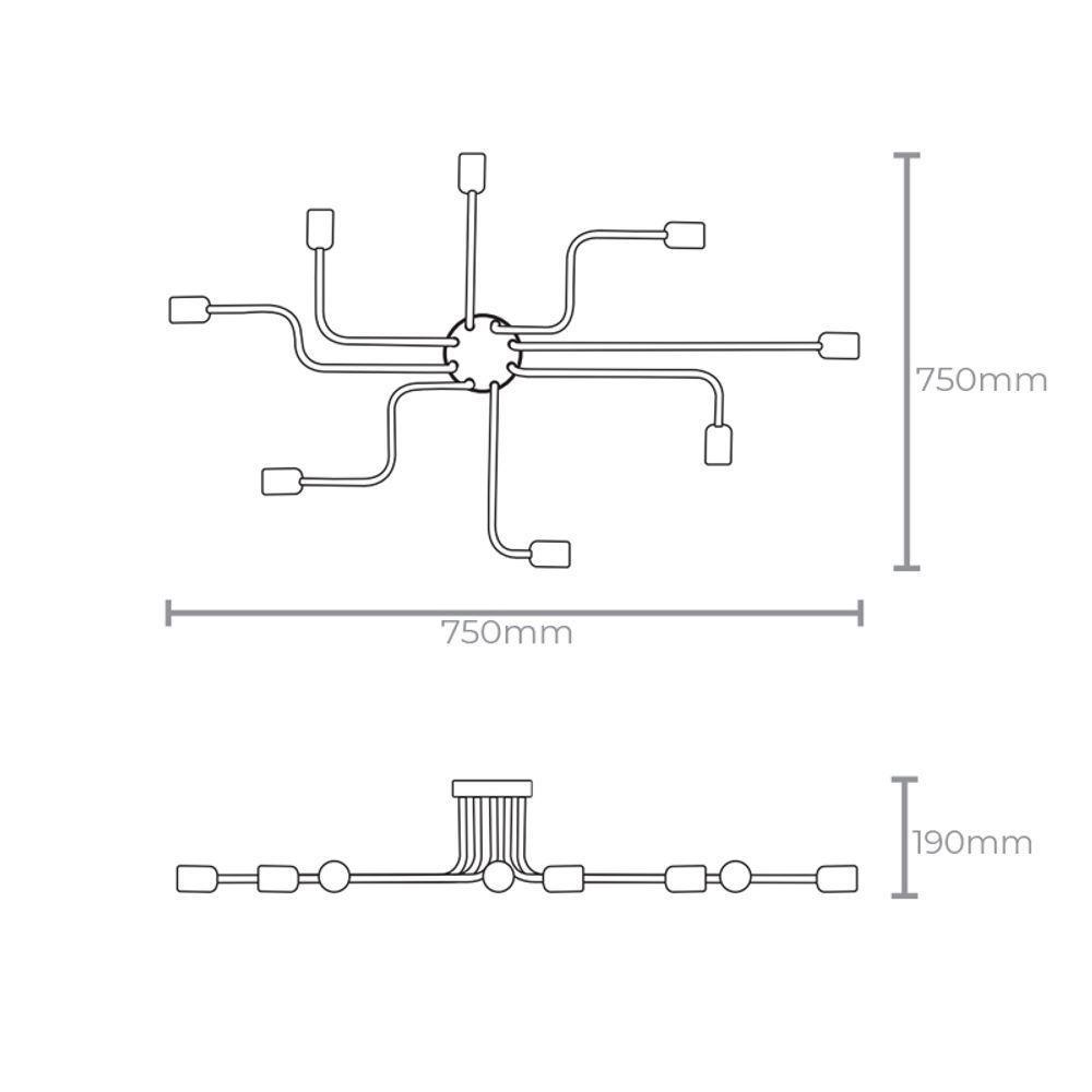 Plafon Taschibra Cronos 4 Preto E27 Bivolt - 2
