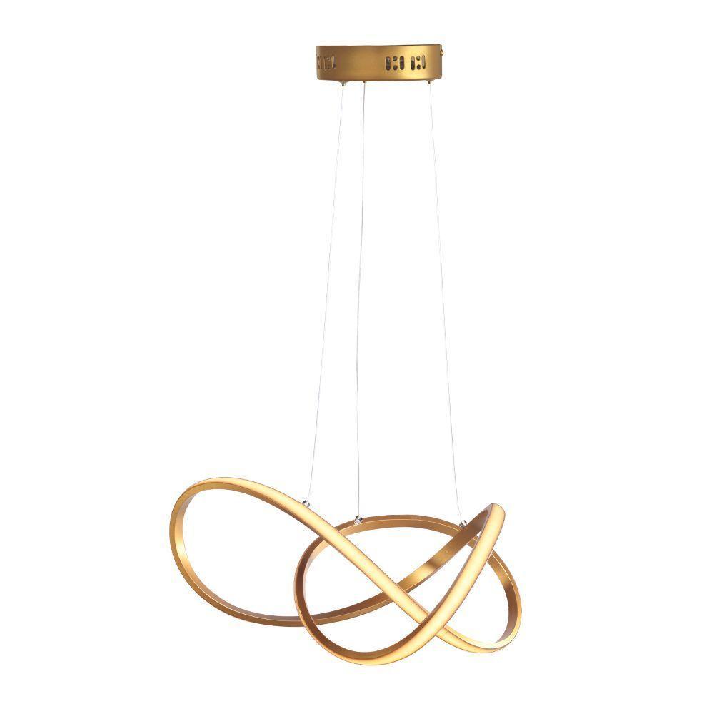 Lustre Pendente Taschibra Tóquio Led Bivolt Ouro Fosco - 4