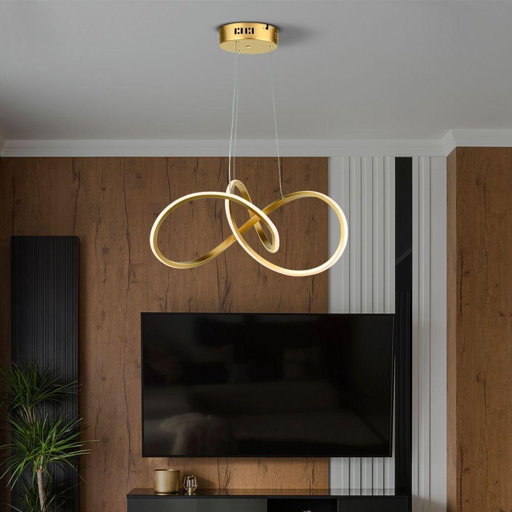 Lustre Pendente Taschibra Tóquio Led Bivolt Ouro Fosco - 5