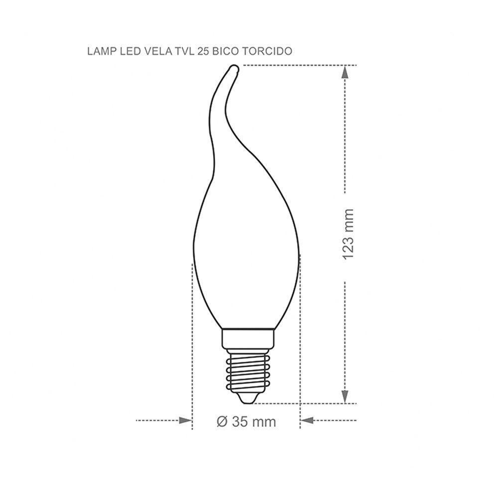 Lâmpada Led Taschibra Vela Bico Torcido 3w Bivolt 2700k Luz Amarela - 2