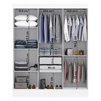 Guarda Roupas Casal Com Espelho 3 Portas De Correr 2 Gavetas Mônaco Maxel Branco - 6