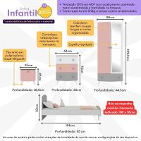Quarto Infantil Completo Para Colchão 188x78cm Doçura Multimóveis MP4329 Branco/Cinza/Rosa - 5