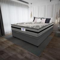 Cama Box Baú Casal Colchão Gazin Com Molas Ensacadas Rubi 138x188x73cm Suede Cinza/Preto - 2