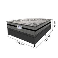 Cama Box Baú Casal Colchão Gazin Com Molas Ensacadas Rubi 138x188x73cm Suede Cinza/Preto