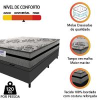 Cama Box Baú Casal Colchão Gazin Com Molas Ensacadas Rubi 138x188x73cm Suede Cinza/Preto - 6