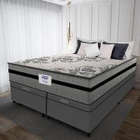 Cama Box Baú Casal Queen Colchão Gazin Com Molas Ensacadas Rubi 158x198x73cm Suede Cinza/Preto - 2