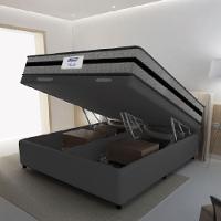 Cama Box Baú Casal Queen Colchão Gazin Com Molas Ensacadas Rubi 158x198x73cm Suede Cinza/Preto - 3