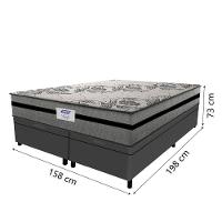 Cama Box Baú Casal Queen Colchão Gazin Com Molas Ensacadas Rubi 158x198x73cm Suede Cinza/Preto