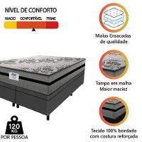 Cama Box Baú Casal Queen Colchão Gazin Com Molas Ensacadas Rubi 158x198x73cm Suede Cinza/Preto - 6