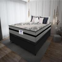 Cama Box Baú Casal Colchão Gazin Com Molas Ensacadas Rubi 138x188x73cm Suede Preto/Cinza - 2